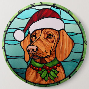 Vizsla Stains Glass Christmas Button
