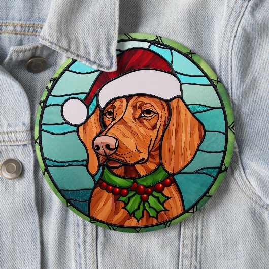 Vizsla Stains Glass Christmas Button (Beispiel)