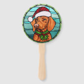 Vizsla Stains Glass Christmas Fächer (Vorderseite)