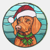 Vizsla Stains Glass Christmas Runder Aufkleber (Vorderseite)