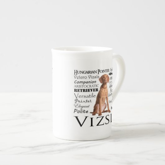 Vizsla Traits Bone China Tasse (Vorderseite Rechts)