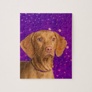 Vizsla - ungarischer Zeigerwelpe auf Lila Puzzle