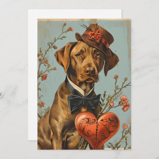 Vizsla Vintag Valentinstag Feiertagskarte (Vorne/Hinten)