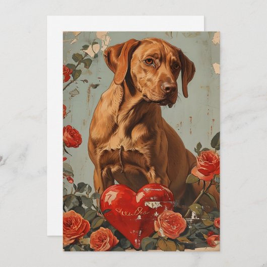 Vizsla Vintag Valentinstag Feiertagskarte (Vorne/Hinten)