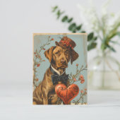 Vizsla Vintag Valentinstag Postkarte (Stehend Vorderseite)