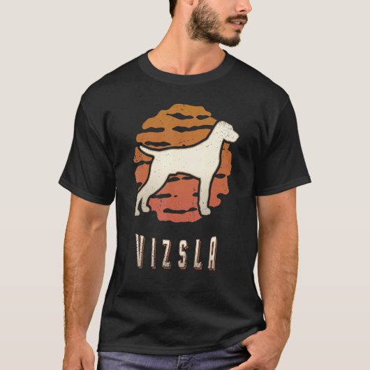 Vizsla Vintage Retro Classic Dog Sunset T-Shirt (Vorderseite)