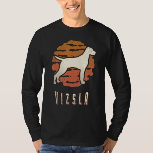 Vizsla Vintage Retro Classic Dog Sunset T-Shirt (Vorderseite)