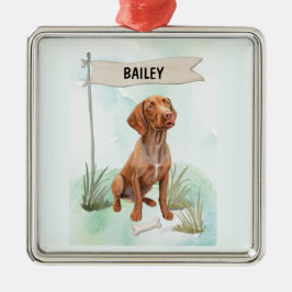 Vizsla Watercolor Personalized Dog Ornament Aus Metall