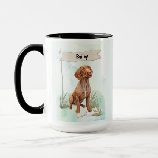 Vizsla Watercolor Personalized Dog Tasse (Links)
