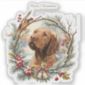 Vizsla Weihnachten Aufkleber (Vorderseite)