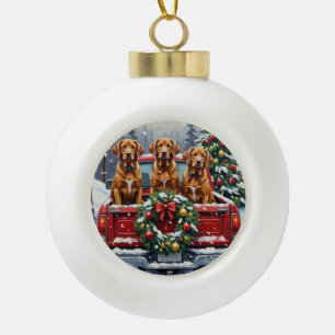 Vizsla Weihnachten Rotes Lastwagen Ferien Keramik Kugel-Ornament