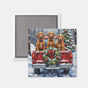 Vizsla Weihnachten Rotes Lastwagen Ferien Magnet