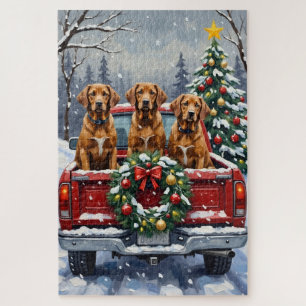 Vizsla Weihnachten Rotes Lastwagen Ferien Puzzle