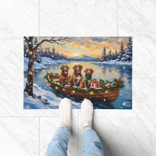 Vizsla Weihnachtsboot-Feiertag Fußmatte