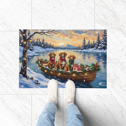 Vizsla Weihnachtsboot-Feiertag Fußmatte (Indoor)