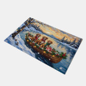 Vizsla Weihnachtsboot-Feiertag Fußmatte (Schrägansicht)