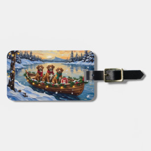 Vizsla-Weihnachtsboot-Feiertag Gepäckanhänger