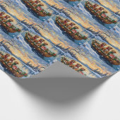 Vizsla Weihnachtsboot-Feiertag Geschenkpapier (Ecke)