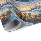 Vizsla Weihnachtsboot-Feiertag Geschenkpapier (Rolleneckpunkt)