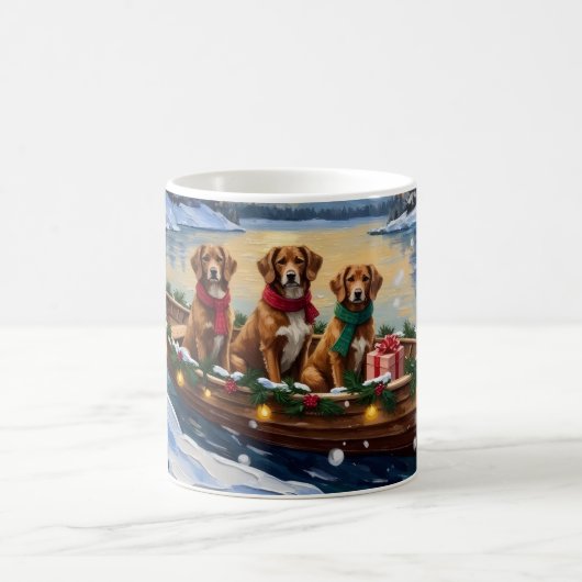 Vizsla Weihnachtsboot-Feiertag Kaffeetasse (Mittel)