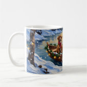 Vizsla Weihnachtsboot-Feiertag Kaffeetasse (Links)