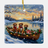 Vizsla Weihnachtsboot-Feiertag Keramikornament (Vorderseite)