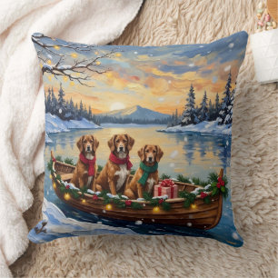 Vizsla Weihnachtsboot-Feiertag Kissen