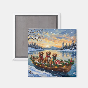 Vizsla Weihnachtsboot-Feiertag Magnet
