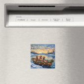 Vizsla Weihnachtsboot-Feiertag Magnet (In Situ (Geschirrspüler))
