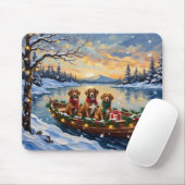 Vizsla-Weihnachtsboot-Feiertag Mousepad (Mit Mouse)