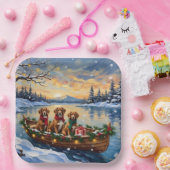 Vizsla Weihnachtsboot-Feiertag Pappteller (Party)