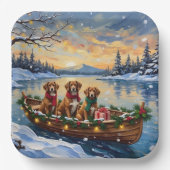 Vizsla Weihnachtsboot-Feiertag Pappteller (Vorderseite)