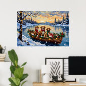 Vizsla Weihnachtsboot-Feiertag Poster (Heimbüro)