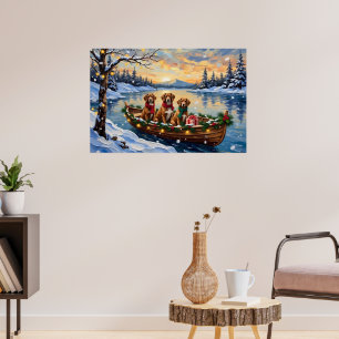 Vizsla Weihnachtsboot-Feiertag Poster