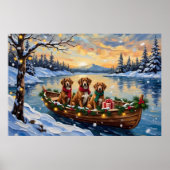 Vizsla Weihnachtsboot-Feiertag Poster (Vorne)