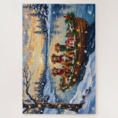 Vizsla Weihnachtsboot-Feiertag Puzzle (Vertikal)