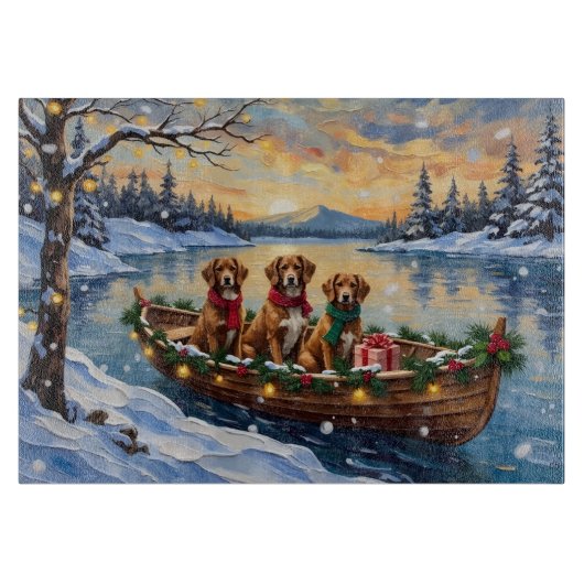 Vizsla Weihnachtsboot-Feiertag Schneidebrett (Vorderseite)