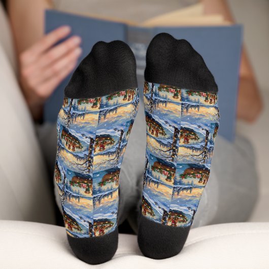 Vizsla Weihnachtsboot-Feiertag Socken (Unterseite)
