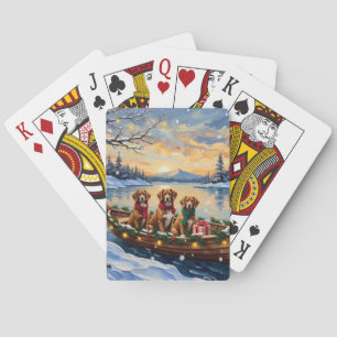 Vizsla Weihnachtsboot-Feiertag Spielkarten
