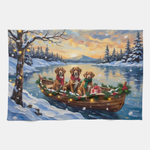 Vizsla Weihnachtsboot Urlaub Geschirrtuch