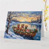 Vizsla Weihnachtsboot Urlaub Karte (Gelbe Blume)