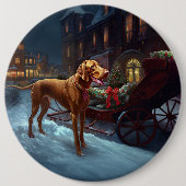 Vizsla Weihnachtsfeiertag Button (Vorderseite)