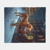 Vizsla Weihnachtsfeiertag Fleecedecke (Vorderseite (Horizontal))