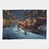 Vizsla Weihnachtsfeiertag Geschirrtuch (Horizontal)