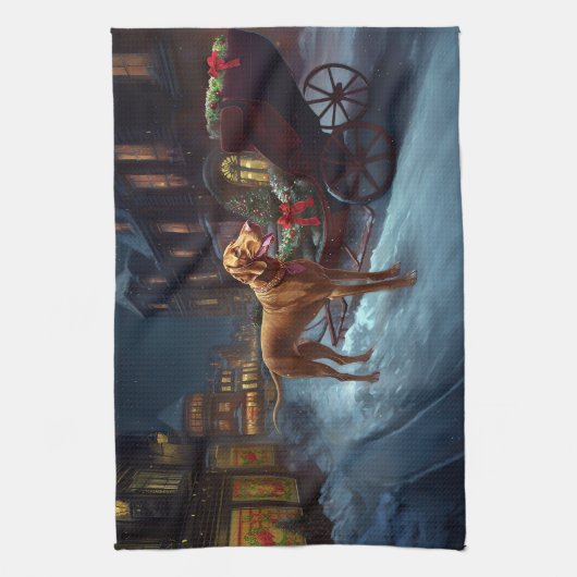 Vizsla Weihnachtsfeiertag Geschirrtuch (Vertikal)