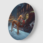 Vizsla Weihnachtsfeiertag Große Wanduhr (Winkel)
