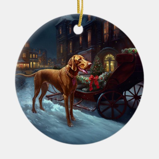Vizsla Weihnachtsfeiertag Keramik Ornament (Vorne)