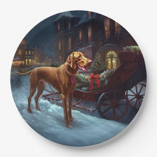 Vizsla Weihnachtsfeiertag Pappteller (Vorderseite)