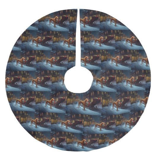 Vizsla Weihnachtsfeiertag Polyester Weihnachtsbaumdecke (Vorderseite)