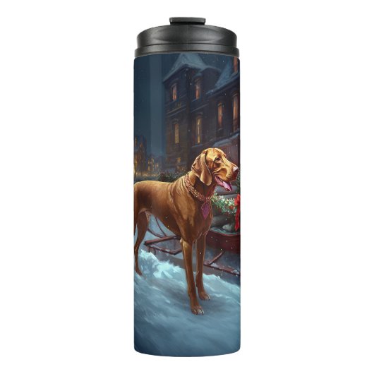 Vizsla Weihnachtsfeiertag Thermosbecher (Vorderseite)